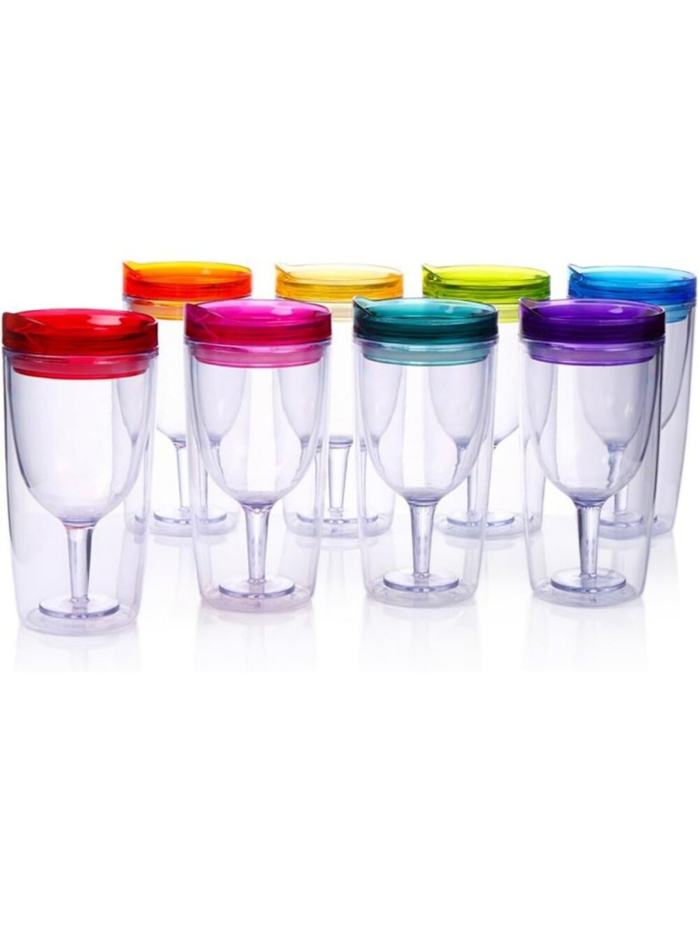 Insulated Wine Tumblers with Drink-Through Lid - 10 oz, Set of 8, Perfect for